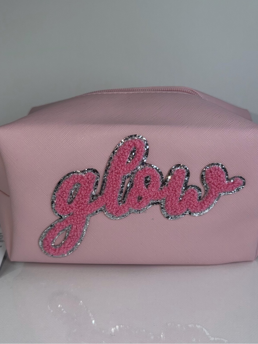 🔥💄Pink 'glow' Embroidered Cosmetic Bag - Soft Pink Makeup Case
